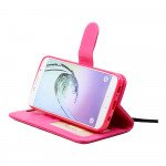 Wholesale Galaxy S7 Folio Flip Leather Wallet Case with Strap (Hot Pink)